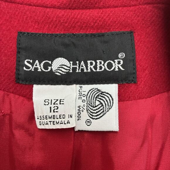 Vtg Womens Blazer Red 100% Wool Lined Single Breasted Size 12 Holiday Christmas - Picture 3 of 7